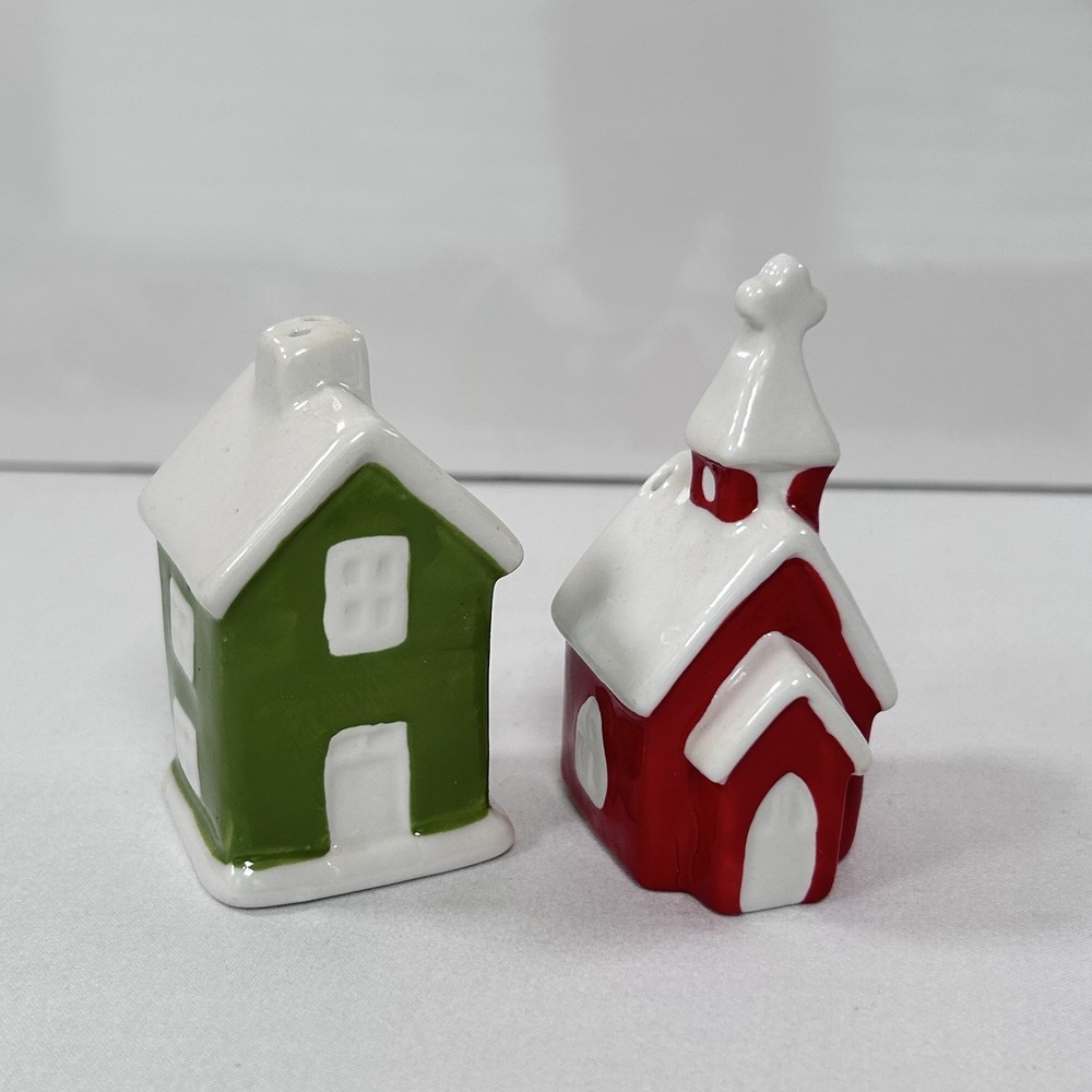 Cracker Barrel Church And Green House Salt & Pepper Shakers NEW Christmas Snow